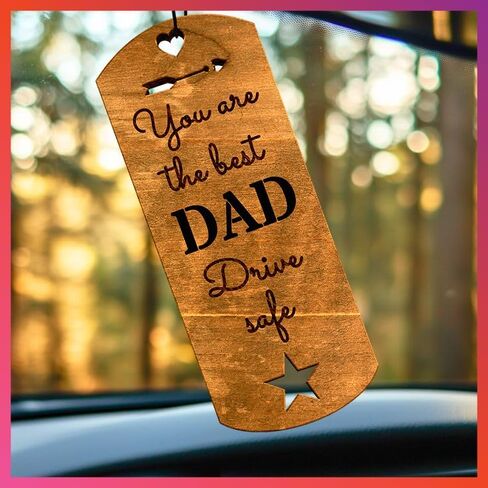 Car Fragrance for 365 Days FreshWood Best Dad Ornament ❘ Gift for Dad ❘ Rear View Mirror Wood Air Freshener ❘ Mirror Hanging scent ❘ Car Decorative Pendants ❘ Handmade Gift Car Essentials in Saudi Arabia