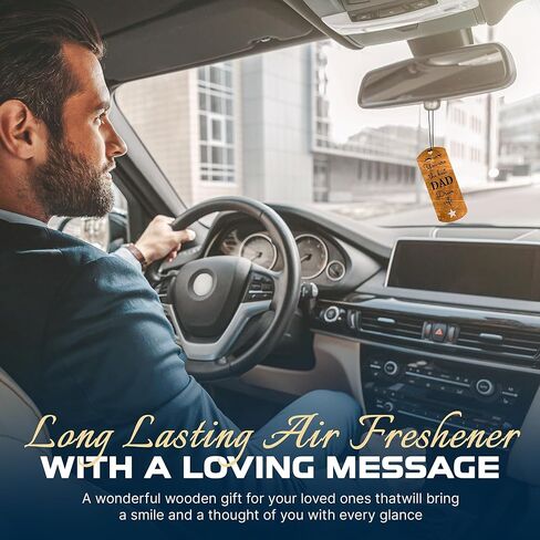 Car Fragrance for 365 Days FreshWood Best Dad Ornament ❘ Gift for Dad ❘ Rear View Mirror Wood Air Freshener ❘ Mirror Hanging scent ❘ Car Decorative Pendants ❘ Handmade Gift Car Essentials in Saudi Arabia