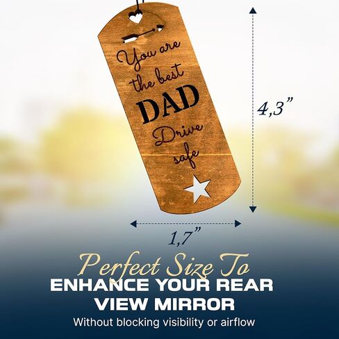Car Fragrance for 365 Days FreshWood Best Dad Ornament ❘ Gift for Dad ❘ Rear View Mirror Wood Air Freshener ❘ Mirror Hanging scent ❘ Car Decorative Pendants ❘ Handmade Gift Car Essentials in Saudi Arabia