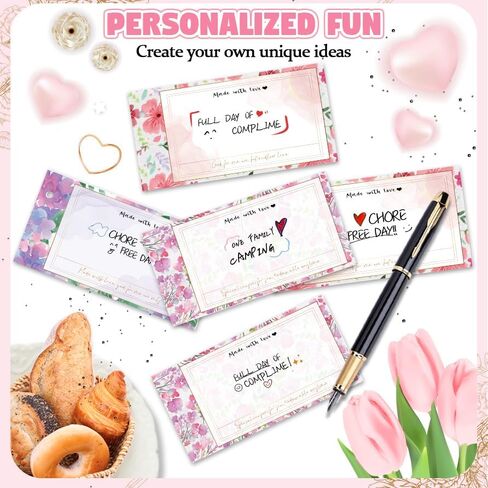 كتاب قسيمة الأم - 30 قسيمة ملء فارغة للأم، كتاب قسيمة زهور مخصص يدويًا، عيد ميلاد مخلص، عيد الشكر أو هدية عيد الميلاد من الابنة أو الابن in Kuwait