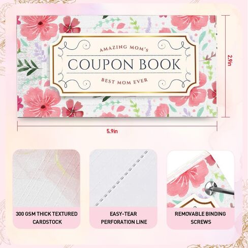 كتاب قسيمة الأم - 30 قسيمة ملء فارغة للأم، كتاب قسيمة زهور مخصص يدويًا، عيد ميلاد مخلص، عيد الشكر أو هدية عيد الميلاد من الابنة أو الابن in Kuwait