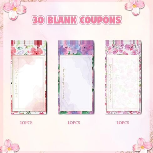 كتاب قسيمة الأم - 30 قسيمة ملء فارغة للأم، كتاب قسيمة زهور مخصص يدويًا، عيد ميلاد مخلص، عيد الشكر أو هدية عيد الميلاد من الابنة أو الابن in Kuwait