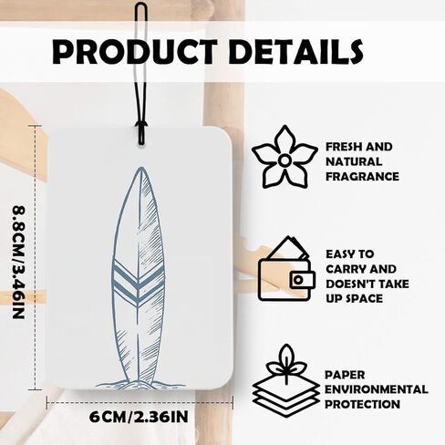 Blue Coastal Beach Car Air Freshener 4 Pcs, Retro Ocean Surfboard Wave Coconut tree Beachy Air Freshener Hanging Decor for Cars Closet Drawer Books Accessories Gifts in Saudi Arabia