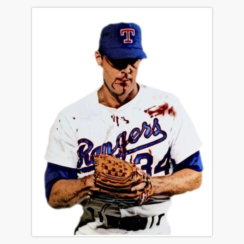 Nolan Ryan Bloody Lip Window Water Bottle Bumper Sticker Decal 5" in Saudi Arabia