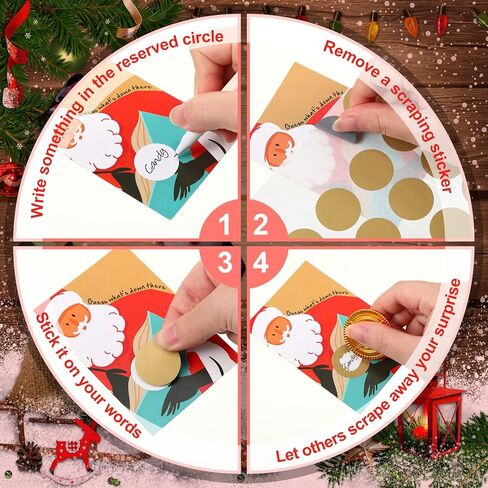 Pajean 120 Pieces Christmas Scratch off Cards Holiday Blank DIY Scratch off Cards with Stickers Winter Christmas Game Tickets for Xmas Party Favors Supplies Adults Teacher Prizes Business Restaurant in Saudi Arabia