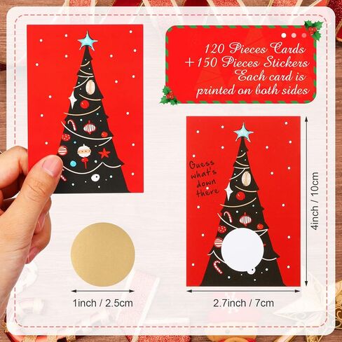 Pajean 120 Pieces Christmas Scratch off Cards Holiday Blank DIY Scratch off Cards with Stickers Winter Christmas Game Tickets for Xmas Party Favors Supplies Adults Teacher Prizes Business Restaurant in Saudi Arabia