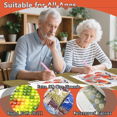 AMORARS Bird Diamond Art Kits for Adults, 5D Diamond Painting Kits for Beginners - DIY Full Diamond Dot Gem Art Paintings, Suitable Gifts, and Home Decoration Crafts, 12x12Inch in Saudi Arabia
