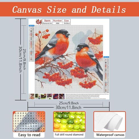 AMORARS Bird Diamond Art Kits for Adults, 5D Diamond Painting Kits for Beginners - DIY Full Diamond Dot Gem Art Paintings, Suitable Gifts, and Home Decoration Crafts, 12x12Inch in Saudi Arabia