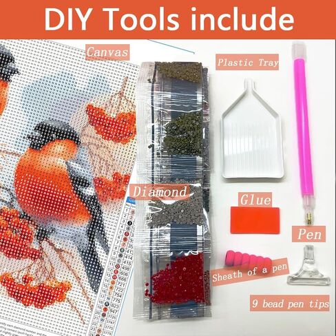 AMORARS Bird Diamond Art Kits for Adults, 5D Diamond Painting Kits for Beginners - DIY Full Diamond Dot Gem Art Paintings, Suitable Gifts, and Home Decoration Crafts, 12x12Inch in Saudi Arabia