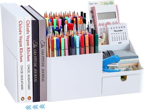 Adjustable Desk Drawer Organizer, Pen Holder, Pencil Holder for desk and Accessories, 5 Compartments, Art Supply Storage Caddy for Desk School Office Supplies in Saudi Arabia