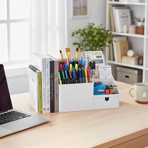 Adjustable Desk Drawer Organizer, Pen Holder, Pencil Holder for desk and Accessories, 5 Compartments, Art Supply Storage Caddy for Desk School Office Supplies in Saudi Arabia