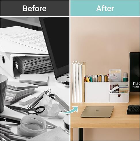 Adjustable Desk Drawer Organizer, Pen Holder, Pencil Holder for desk and Accessories, 5 Compartments, Art Supply Storage Caddy for Desk School Office Supplies in Saudi Arabia