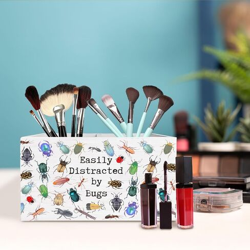 Bug Lover Gifts Pen Holder for Desk, Easily Distracted by Bugs Wooden Box Sign Desk Decor for Kids Room Home Office Classroom Decoration, Entomology Insect Gifts Pencil Organizer in Kuwait