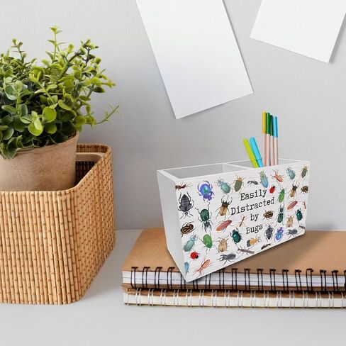 Bug Lover Gifts Pen Holder for Desk, Easily Distracted by Bugs Wooden Box Sign Desk Decor for Kids Room Home Office Classroom Decoration, Entomology Insect Gifts Pencil Organizer in Kuwait
