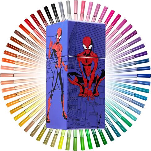 Marvel Spiderman Coloring Pens for Kids, Markers 60 Pcs Felt Tip Pens for Drawing Doodling Assorted Colors, Boys Gifts in Saudi Arabia
