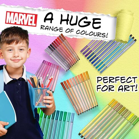 Marvel Spiderman Coloring Pens for Kids, Markers 60 Pcs Felt Tip Pens for Drawing Doodling Assorted Colors, Boys Gifts in Saudi Arabia