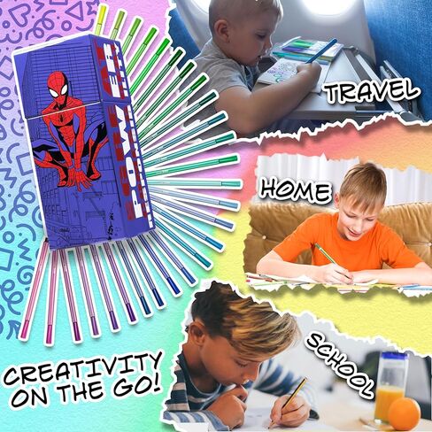 Marvel Spiderman Coloring Pens for Kids, Markers 60 Pcs Felt Tip Pens for Drawing Doodling Assorted Colors, Boys Gifts in Saudi Arabia