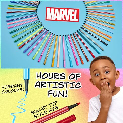 Marvel Spiderman Coloring Pens for Kids, Markers 60 Pcs Felt Tip Pens for Drawing Doodling Assorted Colors, Boys Gifts in Saudi Arabia