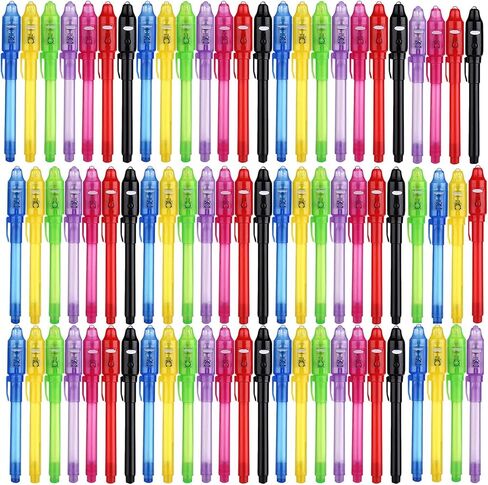 SCStyle 80Pcs Invisible Ink Pen with UV Light Magic Marker for Secret Messages, Writing Information for Birthdays, Easter, Halloween, Christmas Gifts for Students in Saudi Arabia