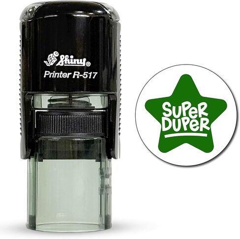 Shiny Super Duper Teacher Stamp, Round Self Inking Stamp for Classroom, Green Ink in Saudi Arabia