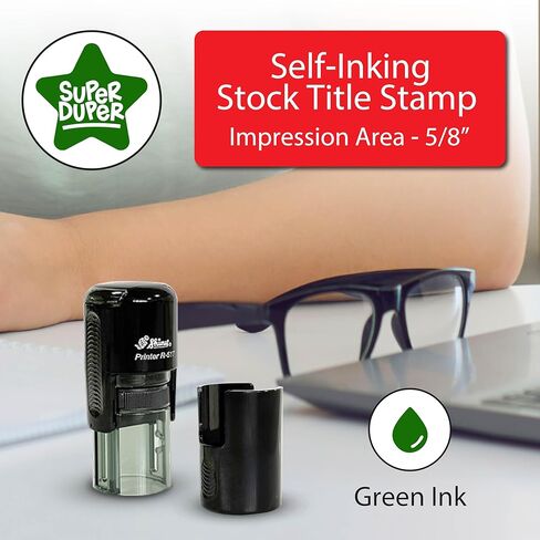 Shiny Super Duper Teacher Stamp, Round Self Inking Stamp for Classroom, Green Ink in Saudi Arabia