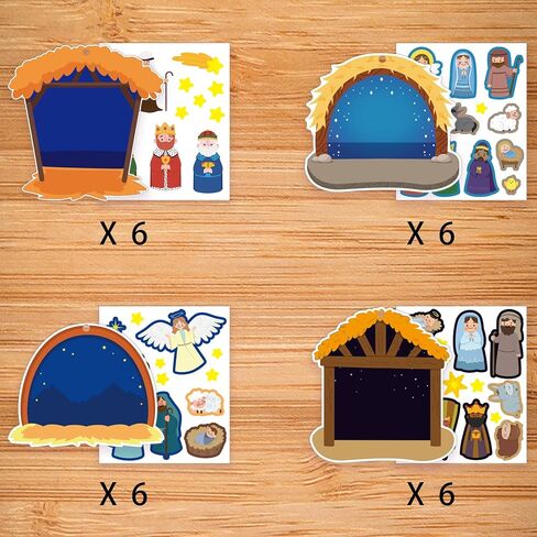TUZIANAN 24Set Make a Nativity Scene Sticker DIY Nativity Craft for Kids - Christmas Religious Ornaments, Party Games, Sunday School Bible Classroom Activities Supplies in Saudi Arabia