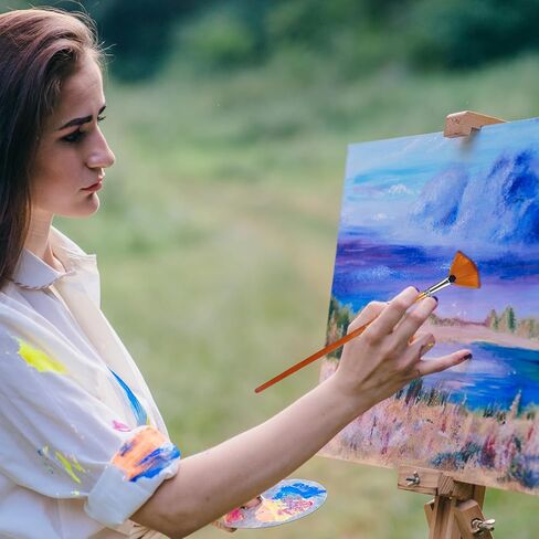 مجموعة فرش طلاء من 9 قطع من TIESOME، فرشاة مروحة ناعمة احترافية للرسم المضاد للتساقط من النايلون، مقبض طويل من الخشب لطلاء الغواش بألوان مائية وزيت الأكريليك in Kuwait