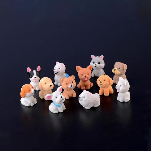 12Pcs Assorted Resin Cartoon Puppy Figurines: Suitable Cake Toppers for Decor, DIY Crafts, Desk, Succulent Accents, Home and Micro Landscape, Multicolor in Saudi Arabia