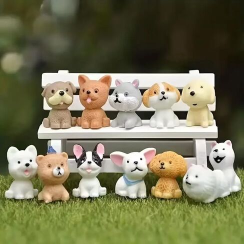 12Pcs Assorted Resin Cartoon Puppy Figurines: Suitable Cake Toppers for Decor, DIY Crafts, Desk, Succulent Accents, Home and Micro Landscape, Multicolor in Saudi Arabia