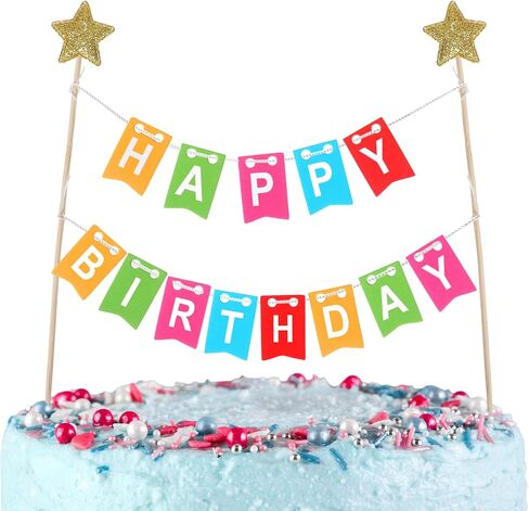 1 Set Rainbow Happy Birthday Cake Toppers Sign, Ymapinc Mini Happy Birthday Banner,Mini Cupcake Topper, Colorful Cupcake Decorations, Banner for Boys Girls Party in Saudi Arabia