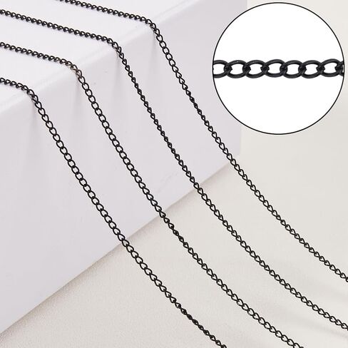 33 Feet/10m 3.5mm Cable Link Chain Bulk Iron Chain Links with Spool & 20Pcs Lobster Clasps & 50Pcs Jump Rings Black Curb Chain Bracelet Necklace Making Kit for DIY Craft Jewelry Making in Saudi Arabia