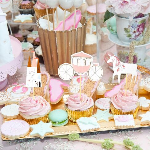 48 Pcs/24 Sets Unicorn Princess Cupcake Toppers Kit Includes 24 Cupcake Toppers and 24 Floral Cake Cup Unicorn Theme Party Supplies for Birthday Wedding Princess Theme Party Baby Showers in Saudi Arabia