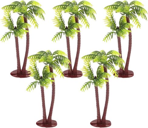 DOITOOL Miniature Coconut Palm Tree Decoration 5Pcs Plastic Mini Palm Trees for Diy Micro Landscape Aquarium Fairy Garden and Dollhouse Accessories in Saudi Arabia
