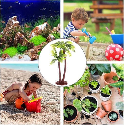DOITOOL Miniature Coconut Palm Tree Decoration 5Pcs Plastic Mini Palm Trees for Diy Micro Landscape Aquarium Fairy Garden and Dollhouse Accessories in Saudi Arabia
