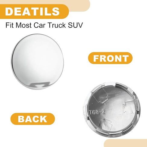 4 Pcs 68mm 2.68" OD - Universal Car Wheel Hub Center Caps - Auto Hub Covers Rustproof - Durable Plastic Chrome Silver Tone in Saudi Arabia