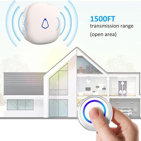 Metak Caregiver Pager Wireless Call Button للمسنين/كبير في المنزل ، 3 أجهزة استقبال + 3 زر ، 1500 قدم 58 نغمات طبية تنبيه للمرضى ، المعوقين ، الممرضات ، المساعدة الطارئة ، أبيض in Kuwait