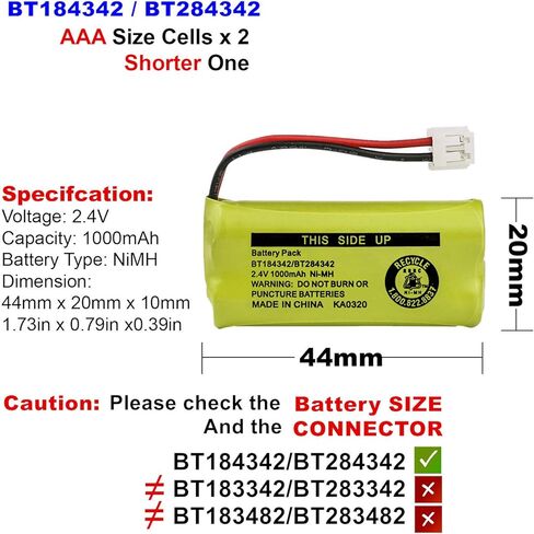بطارية بديلة للتغليف السائب مكونة من 6 قطع لـ AT&T BT8001 / BT8000 / BT8300 / BT184342 / BT284342 / AT3211-2/89-1335-00/89-1344-01/89-1330-00-00/89-1330-01-00 / بات-6010/CPH-515D in Saudi Arabia