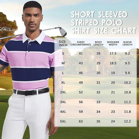 قمصان بولو رجالية بأكمام طويلة ومخططة ومناسبة للجفاف كاجوال بياقة من بيكيه جولف بولو للرجال in Kuwait