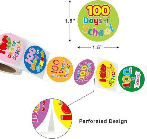 Fancy Land 100 Days of School Stickers for Kids Happy 100th Day Smarter Stickers for Teacher Reward Motivation 200 Packs in Saudi Arabia