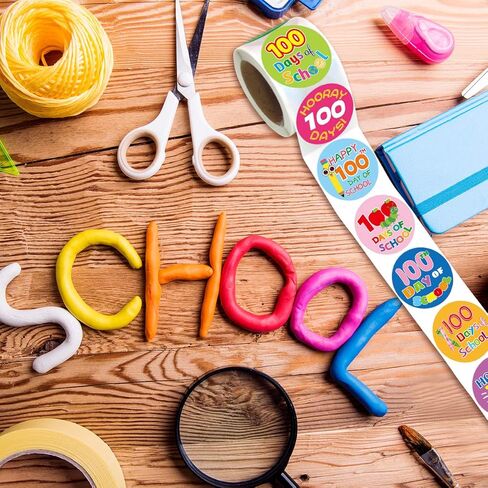 Fancy Land 100 Days of School Stickers for Kids Happy 100th Day Smarter Stickers for Teacher Reward Motivation 200 Packs in Saudi Arabia