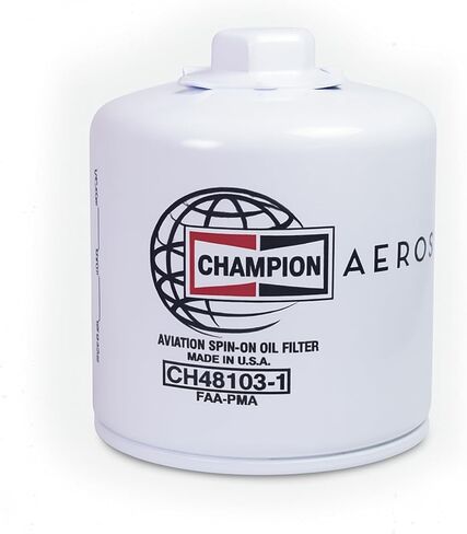 Champion CH48103-1 Aviation Oil Filter – FAA8130-3 Full Traceability Aerocore, Spin-On, High‑Efficiency Pleat, Easy Install Silicone Gasket, FAA‑Approved, OEM Fit for Lycoming & Continental, AIRPLANE in Saudi Arabia