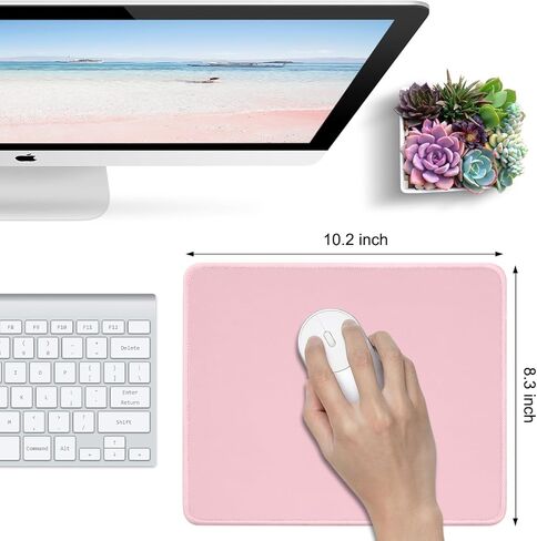 Pink Mouse Pad with Anti-fray Stitching, Premium-Textured, Nice and Cute Mouse Pad with Non-Slip Rubber Base, Gaming Mouse Mat for Laptop, Office & Home, 10.2x8.3 inch in Saudi Arabia