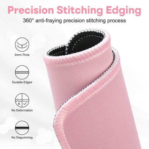 Pink Mouse Pad with Anti-fray Stitching, Premium-Textured, Nice and Cute Mouse Pad with Non-Slip Rubber Base, Gaming Mouse Mat for Laptop, Office & Home, 10.2x8.3 inch in Saudi Arabia
