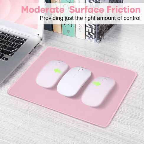 Pink Mouse Pad with Anti-fray Stitching, Premium-Textured, Nice and Cute Mouse Pad with Non-Slip Rubber Base, Gaming Mouse Mat for Laptop, Office & Home, 10.2x8.3 inch in Saudi Arabia