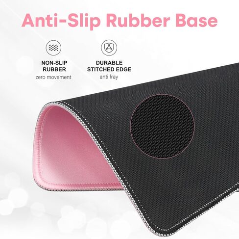 Pink Mouse Pad with Anti-fray Stitching, Premium-Textured, Nice and Cute Mouse Pad with Non-Slip Rubber Base, Gaming Mouse Mat for Laptop, Office & Home, 10.2x8.3 inch in Saudi Arabia