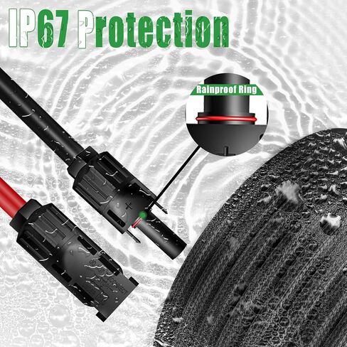 سلك مزدوج بطول 20 قدم كابل تمديد للطاقة الشمسية 10AWG مع -IP67- موصل أنثى وذكر، زوجان إضافيان من أدوات طقم محول اللوحة الشمسية للموصل المجاني (4 أزواج موصلات) in Kuwait
