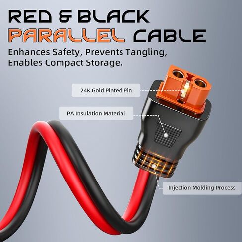 كابل 12AWG 10FT من الطاقة الشمسية إلى XT60i، موصل لوحة شمسية Gibbab 3 10 25FT إلى XT60i-F محول تمديد أغطية كابل شحن لجهاز EcoFlow River Delta Anker SOLIX المحمول بطارية مولد الطاقة RV in Kuwait