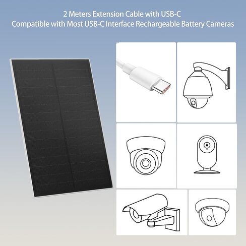 Greensolar 4W Solar Panel for Security Cameras, IP65 Waterproof Outdoor USB-C Cable with Adjustable Bracket, Compatible with Rechargeable Battery Cameras in Saudi Arabia