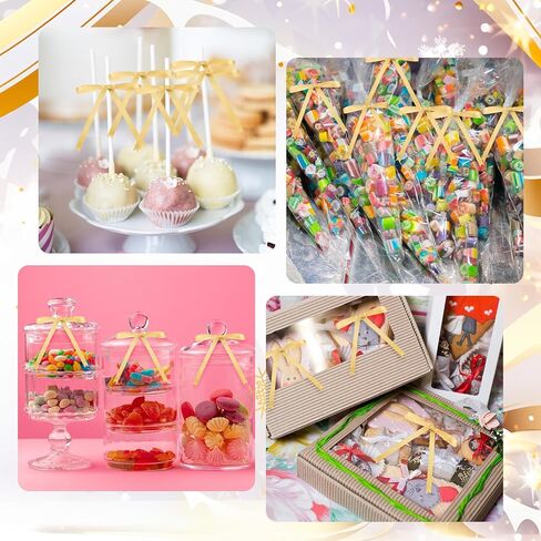 Riceshoot 24 Pcs Twist Tie Bows 5 x 7 Inches Satin Ribbon Bows for Gift Wrapping Cake Treat Bags Craft DIY Gift Wedding Baby Shower Birthday Party (Black) in Kuwait