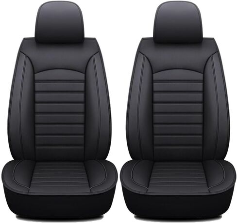 قطعتان من أغطية مقاعد السيارة لسيارة فورد إكسبلورر 2011-2019 من الجلد لأغطية المقاعد الأمامية مع ملحقات جيب التخزين، أسود in Kuwait